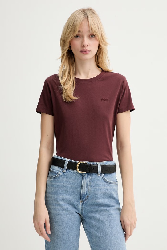 BOSS Orange t-shirt bawełniany brązowy 50506973