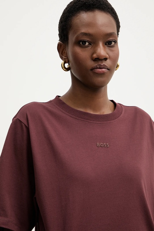 BOSS Orange t-shirt bawełniany bordowy 50523256
