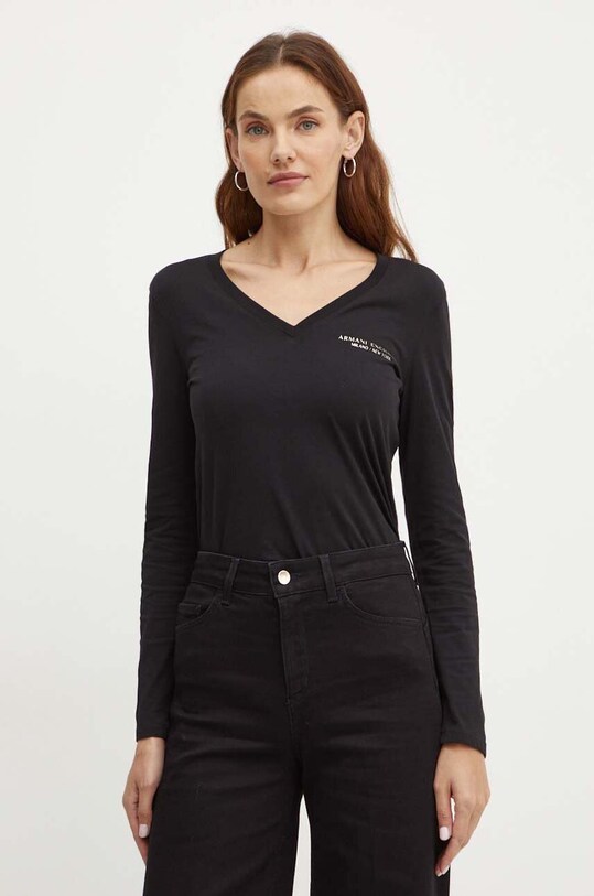 Хлопковый лонгслив Armani Exchange хлопок чёрный 8NYT89.YJG3Z.NOS