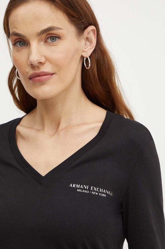 Хлопковый лонгслив Armani Exchange чёрный 8NYT89.YJG3Z.NOS