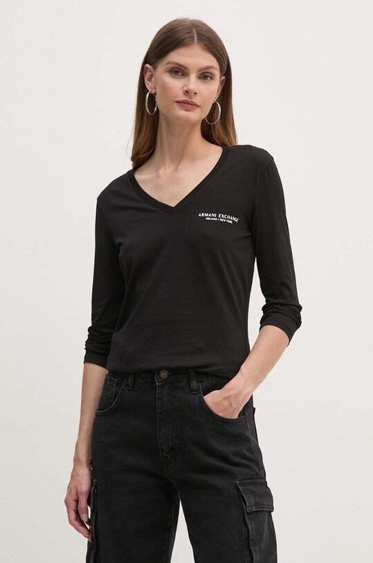 Хлопковый лонгслив Armani Exchange хлопок чёрный 8NYT89.YJG3Z.NOS