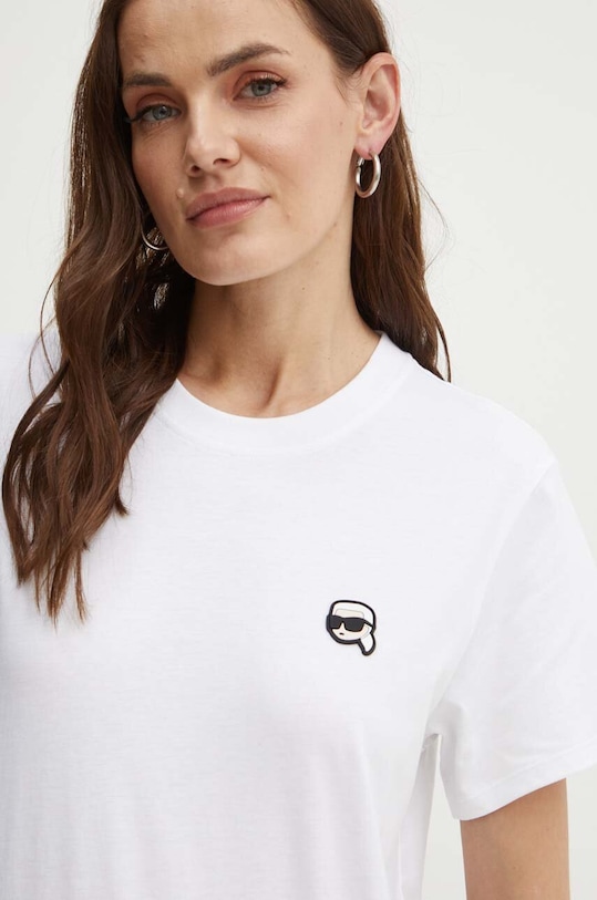 Βαμβακερό μπλουζάκι Karl Lagerfeld λευκό 245W1712
