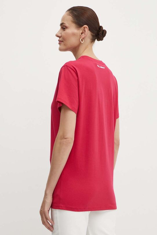 Odzież Karl Lagerfeld t-shirt bawełniany 245W1712 różowy