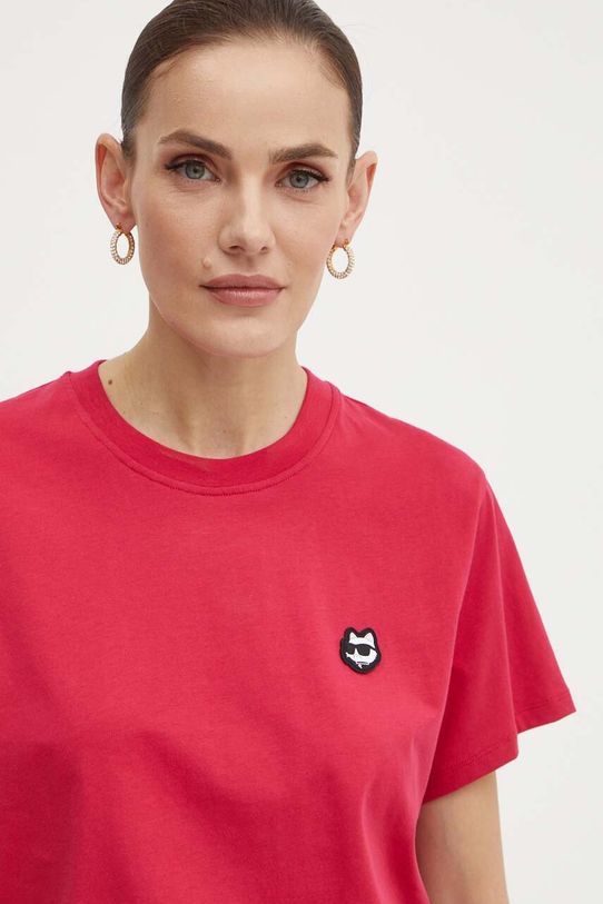 Karl Lagerfeld t-shirt bawełniany różowy 245W1712