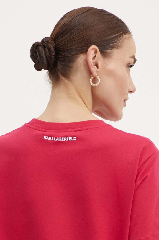 Хлопковая футболка Karl Lagerfeld 245W1712 розовый