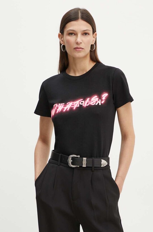 Бавовняна футболка The Kooples бавовна чорний FTSC26045K