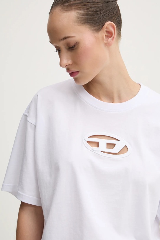 Pamučna majica Diesel T-BUXT-CROP-OD bijela A15096.0NIAX