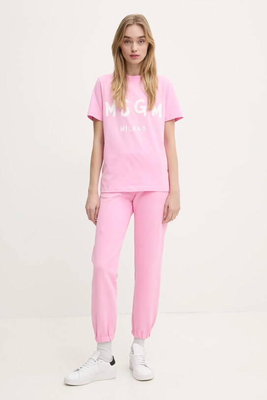 MSGM t-shirt bawełniany 2000MDM510.200002 różowy AA00