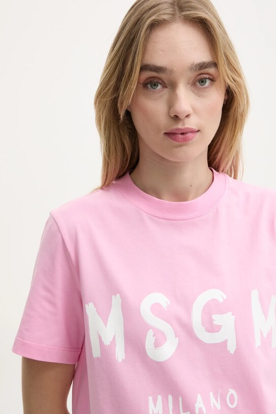 MSGM t-shirt bawełniany różowy 2000MDM510.200002