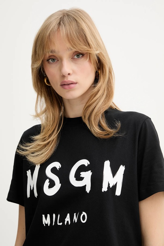 MSGM t-shirt bawełniany czarny 2000MDM510.200002