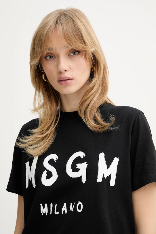 MSGM t-shirt bawełniany czarny 2000MDM510.200002