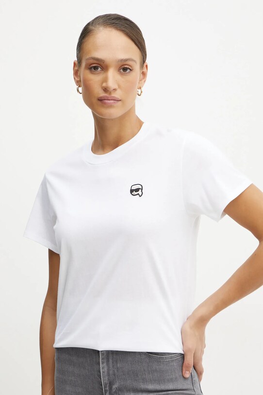 Karl Lagerfeld t-shirt bawełniany aplikacja biały A1W17025