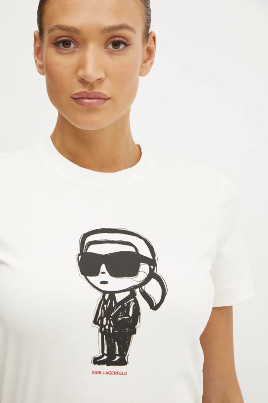 Karl Lagerfeld t-shirt bawełniany beżowy A1W17126