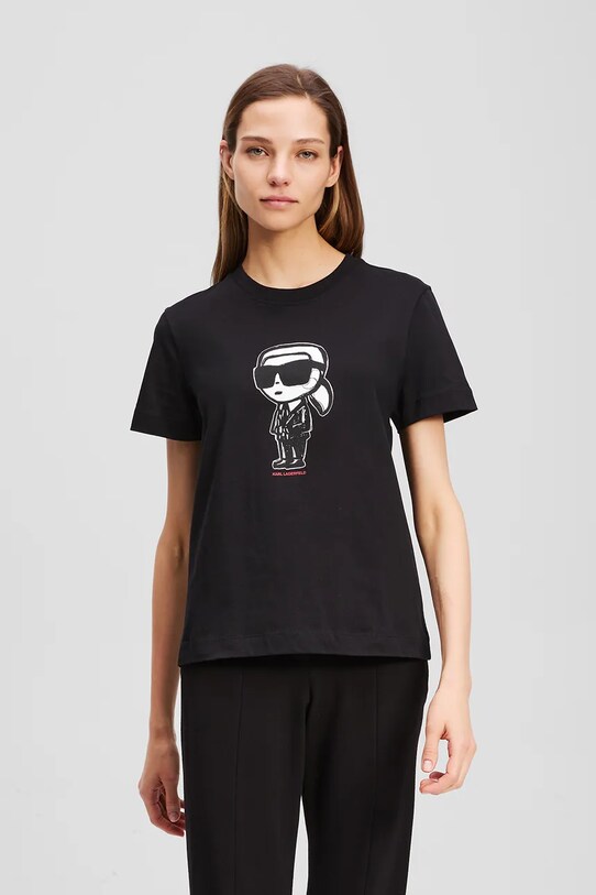 Karl Lagerfeld t-shirt bawełniany nadruk czarny A1W17126