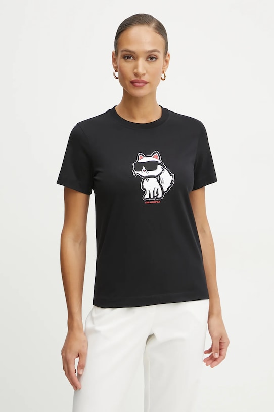 Хлопковая футболка Karl Lagerfeld хлопок чёрный A1W17128