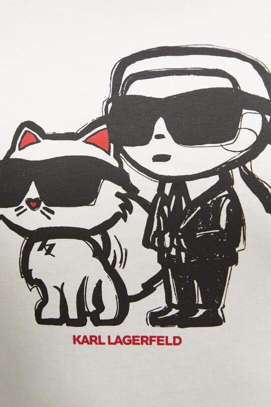 Karl Lagerfeld t-shirt bawełniany beżowy A1W17129