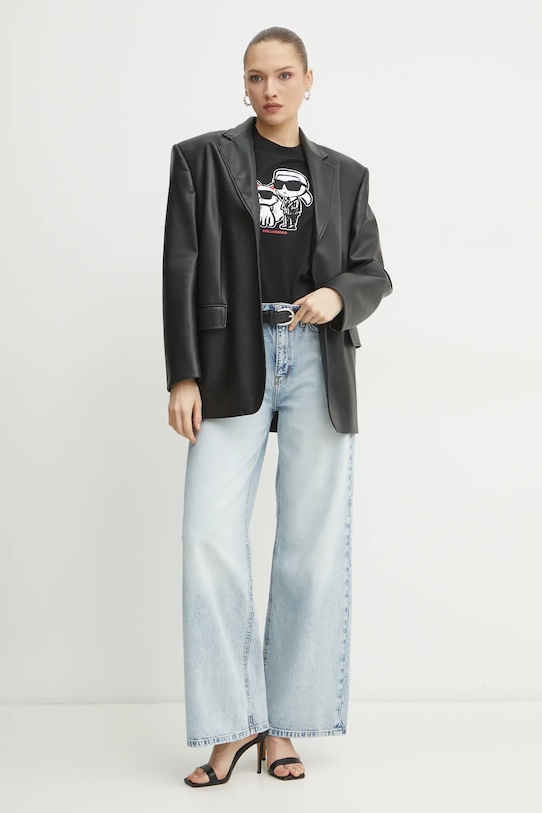 Karl Lagerfeld pamut póló A1W17129 fekete AA00