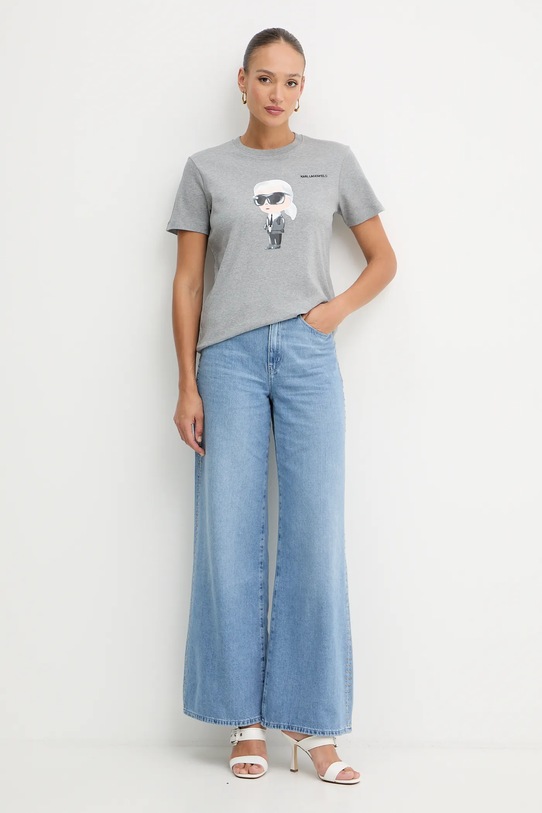 Pamučna majica Karl Lagerfeld A1W17130 siva AA00