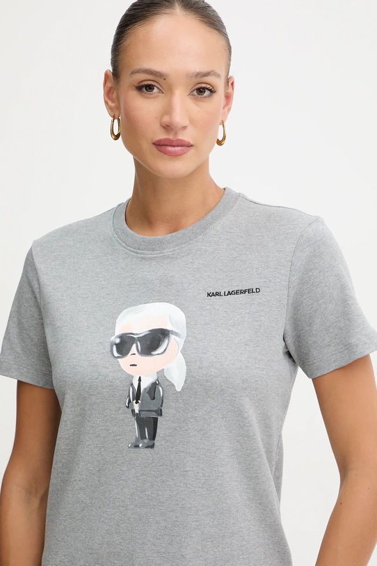 Pamučna majica Karl Lagerfeld siva A1W17130