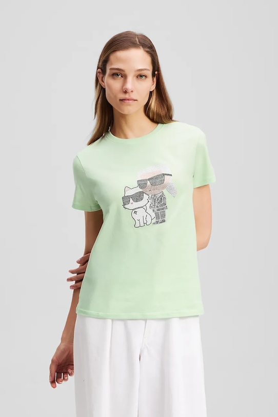 Хлопковая футболка Karl Lagerfeld IKON RS regular зелёный A1W17131