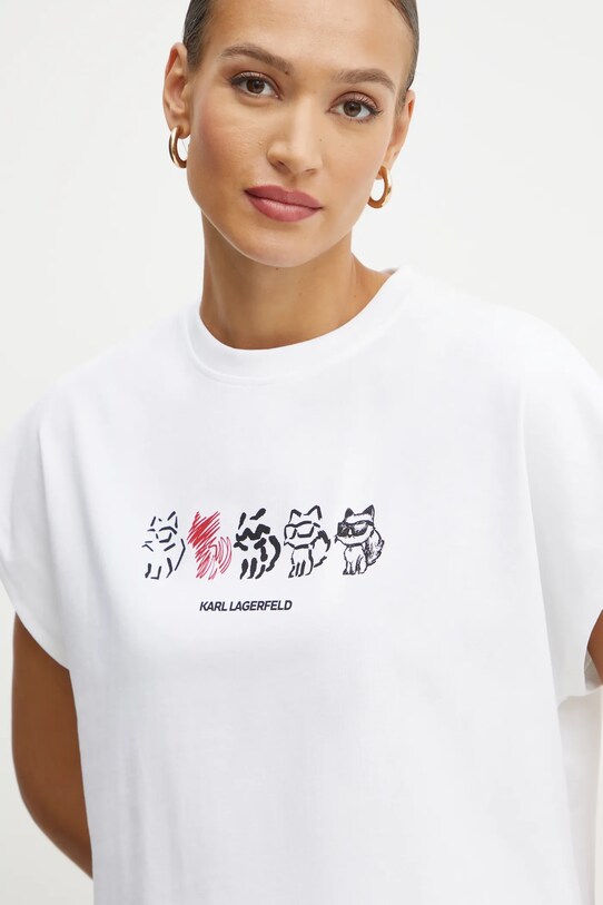Хлопковая футболка Karl Lagerfeld белый A1W17138
