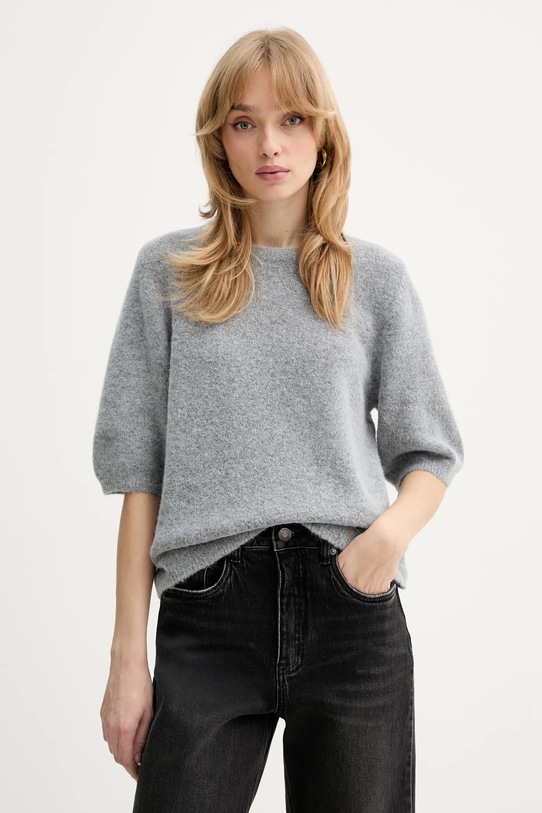 Gestuz sweter z dodatkiem wełny okrągły niebieski 10909815