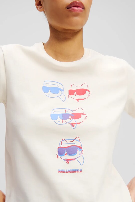 Îmbrăcăminte Karl Lagerfeld tricou din bumbac A2W17112 bej