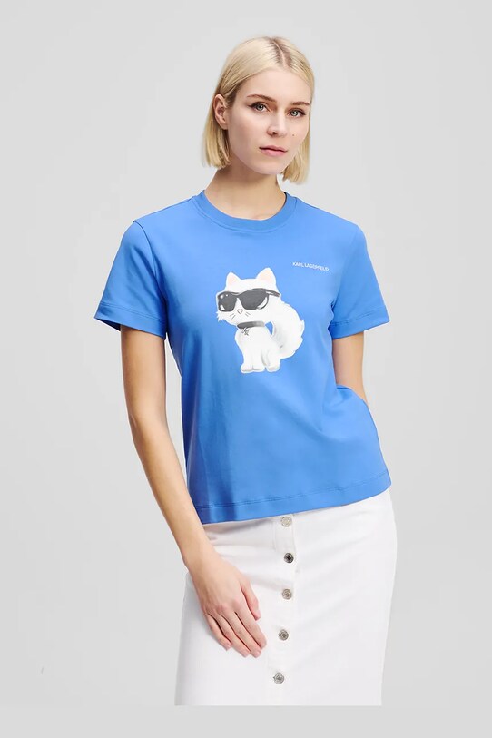 Хлопковая футболка Karl Lagerfeld IKON AQUARELLE хлопок голубой A2W17119