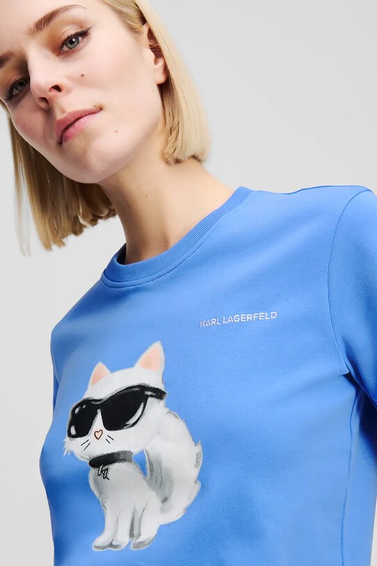 Одежда Хлопковая футболка Karl Lagerfeld IKON AQUARELLE A2W17119 голубой