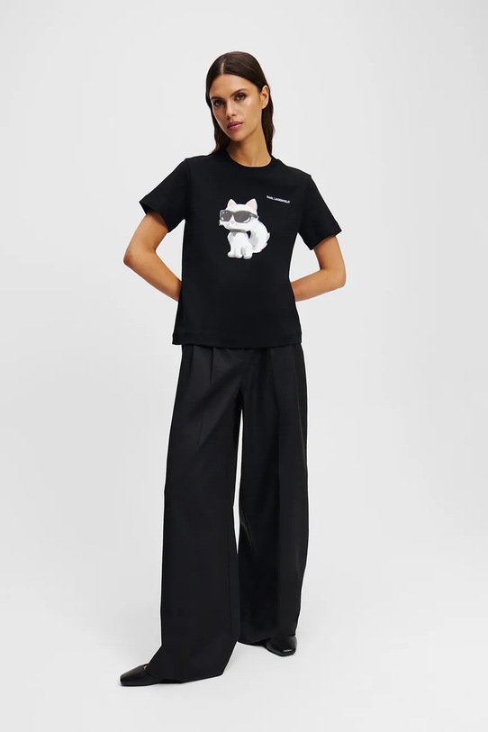 Бавовняна футболка Karl Lagerfeld IKON AQUARELLE чорний A2W17119