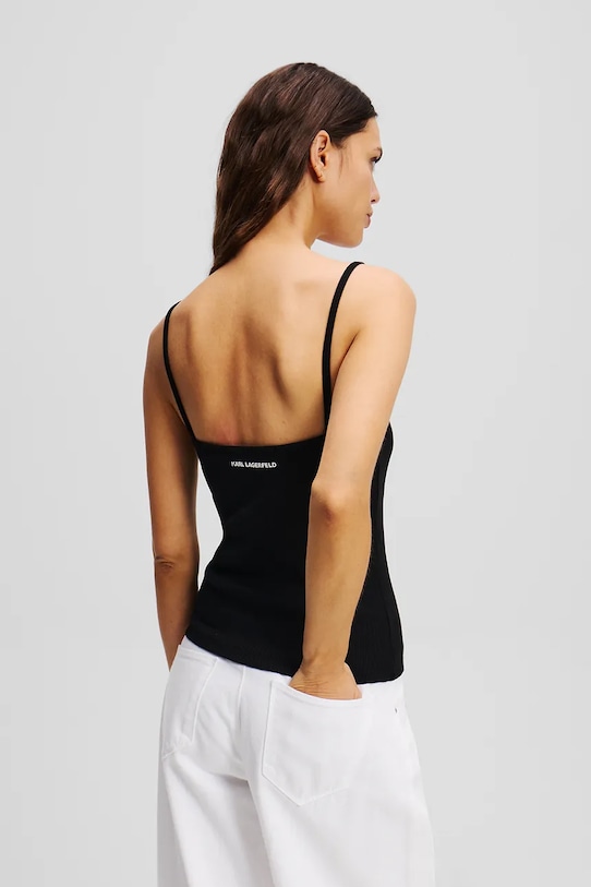 Karl Lagerfeld top din bumbac IKON A2W17070 negru AA00