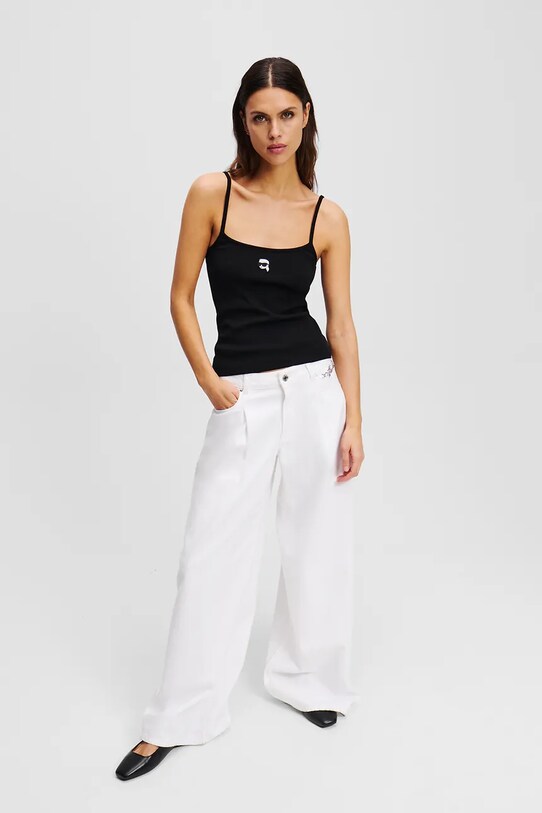 Karl Lagerfeld top din bumbac negru A2W17070