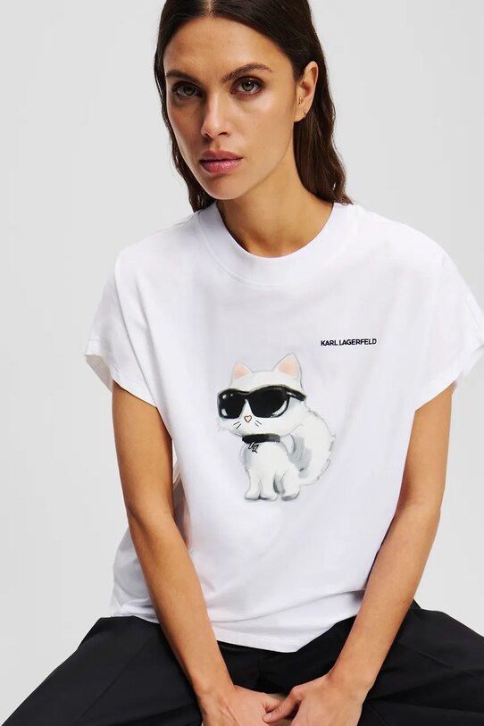 Odzież Karl Lagerfeld t-shirt bawełniany A2W17115 biały
