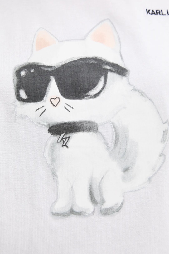 Karl Lagerfeld tricou din bumbac IKON AQUARELLE A2W17115 alb
