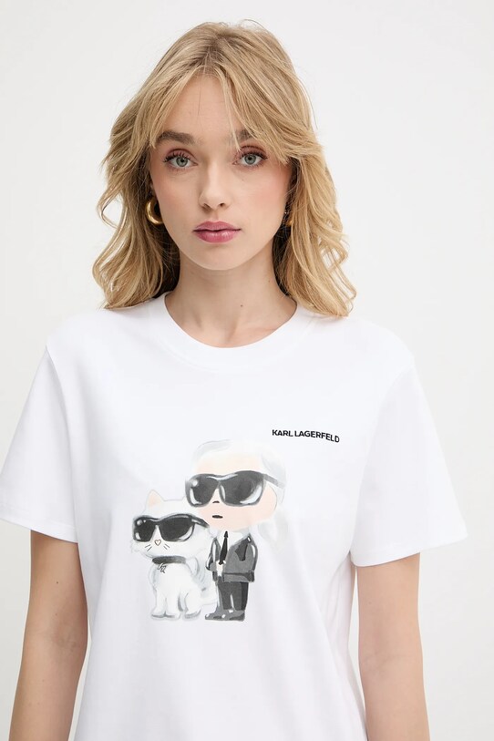 Bavlnené tričko Karl Lagerfeld biela A3W17077