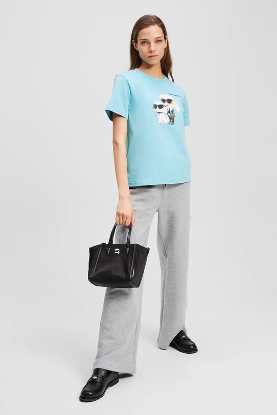 Karl Lagerfeld t-shirt bawełniany niebieski A3W17077