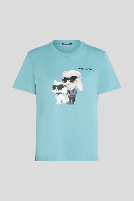 Karl Lagerfeld t-shirt bawełniany A3W17077 niebieski