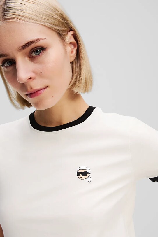 Odzież Karl Lagerfeld t-shirt bawełniany A3W17078 beżowy
