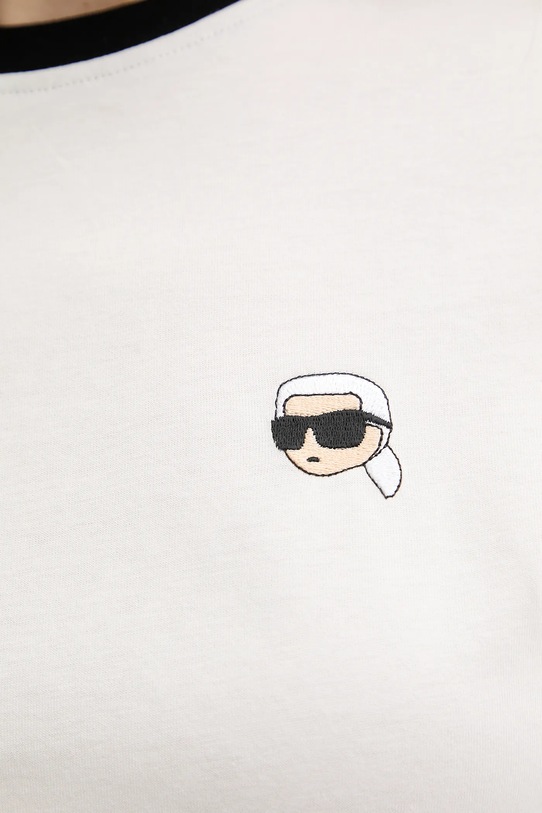 Памучна тениска Karl Lagerfeld IKON A3W17078 бежов