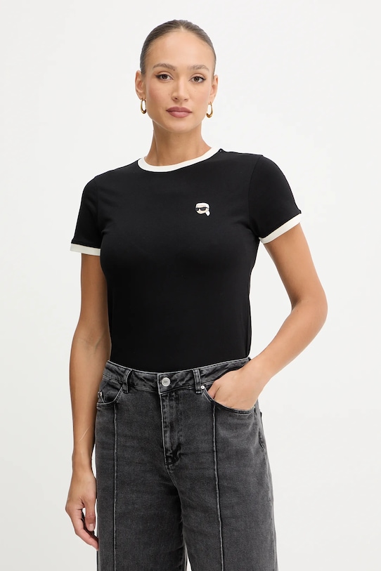 Karl Lagerfeld tricou din bumbac IKON uni negru A3W17078