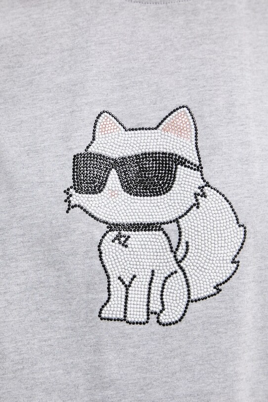 Karl Lagerfeld pamut póló A3W17110 szürke