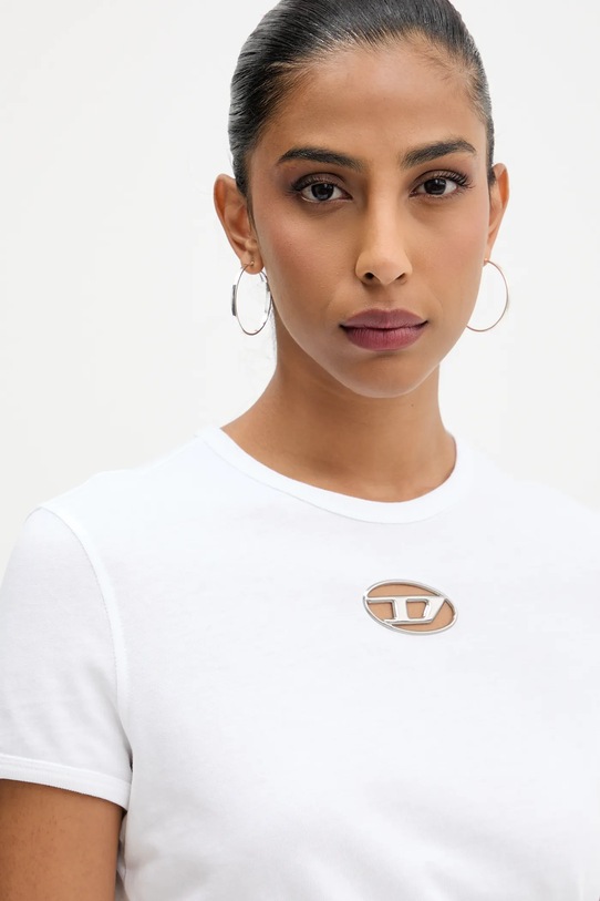 Diesel tricou din bumbac T-UNCUTIE-LONG-OD-Q1 alb A16839.0CLBR