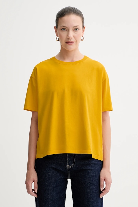 American Vintage tricou din bumbac uni galben FIZ02A