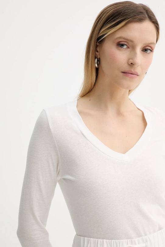 Bavlněné tričko s dlouhým rukávem American Vintage bílá GAMI02E