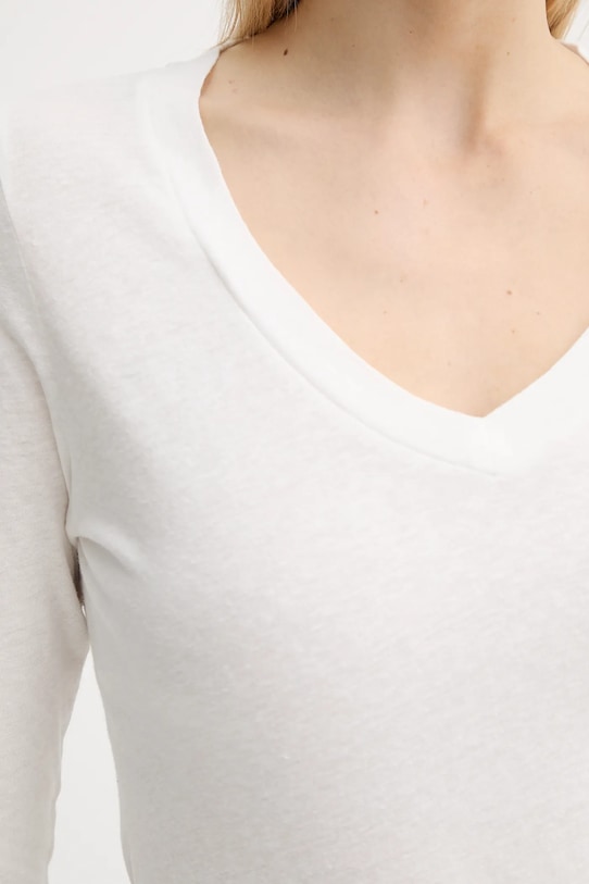 Bavlněné tričko s dlouhým rukávem American Vintage GAMI02E bílá