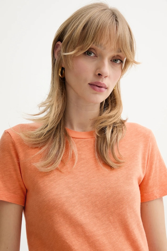 American Vintage t-shirt bawełniany pomarańczowy SON28G