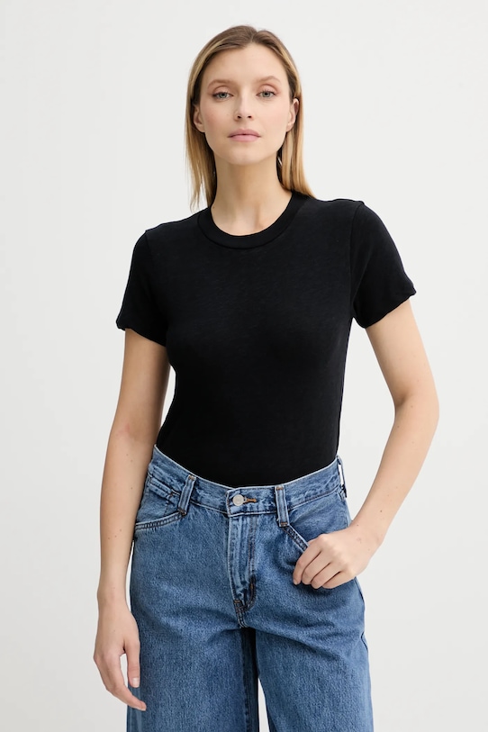 Bavlněné tričko American Vintage hladký černá SON28G