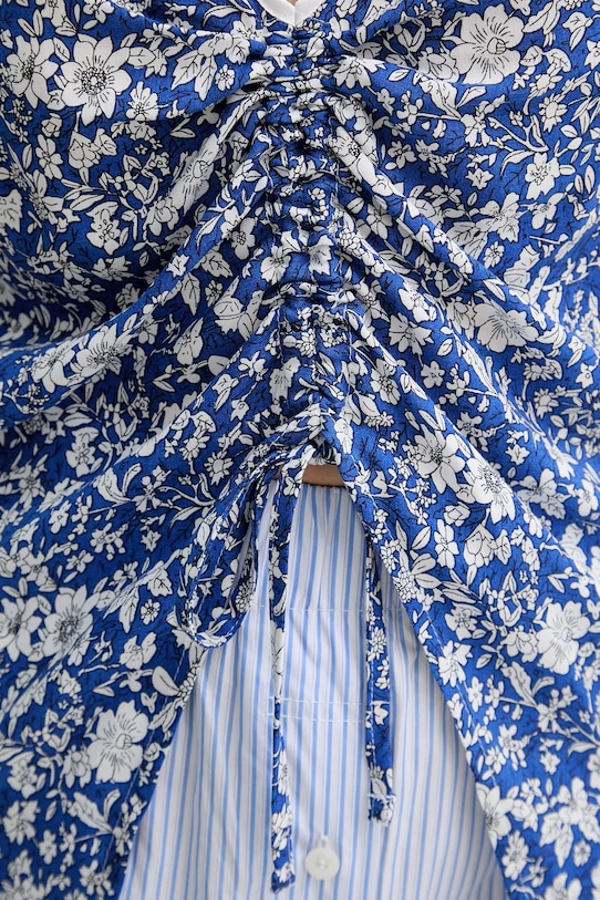 Renewed camicetta in cotone creative upcycling koszulowy.top blu