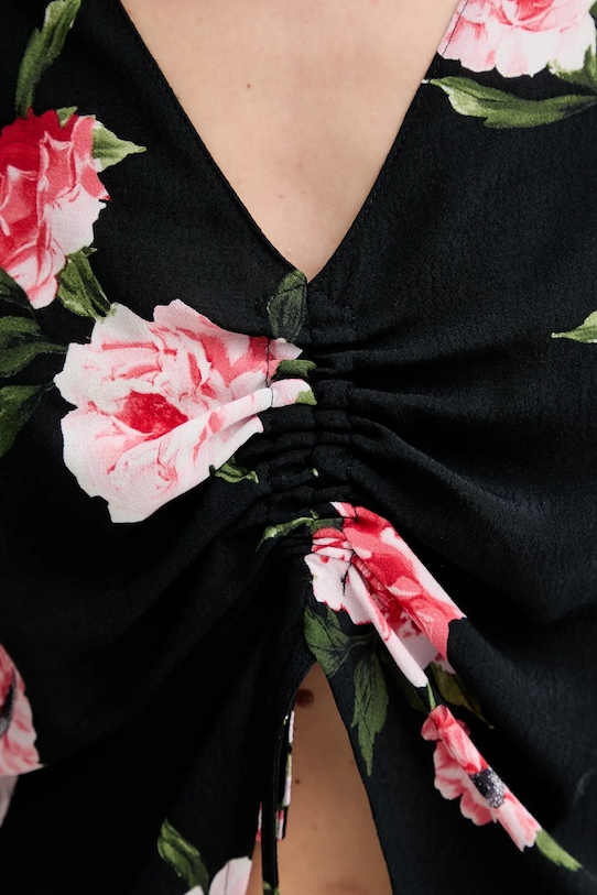 Renewed camicetta in cotone creative upcycling koszulowy.top nero