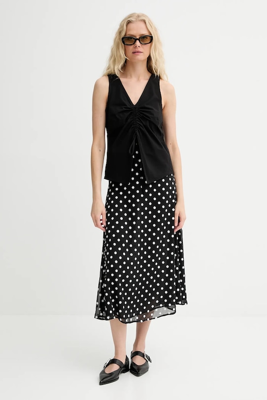 Renewed camicetta in cotone creative upcycling koszulowy.top nero AA00